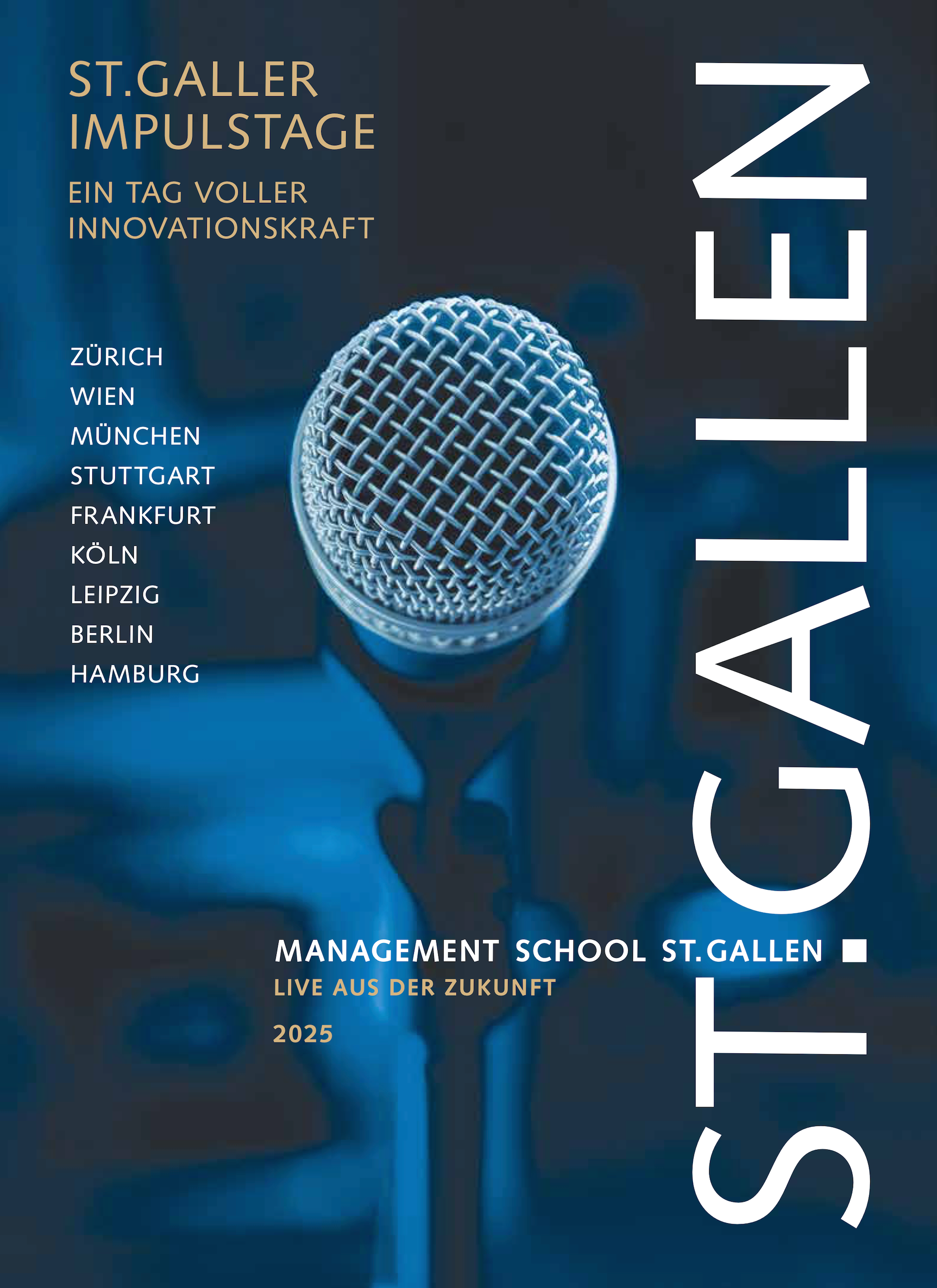 Deckblatt der Broschüre «St.Galler Impulstage» der Management School St.Gallen mit modernem Design und Logo.